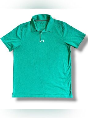 Oakley Polo Shirt Mens Sz M Green Tech Short Sleeve Golf Performance Logo C-7